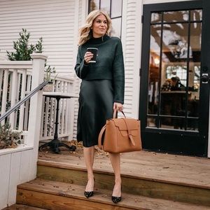 Express satin midi skirt. High waisted